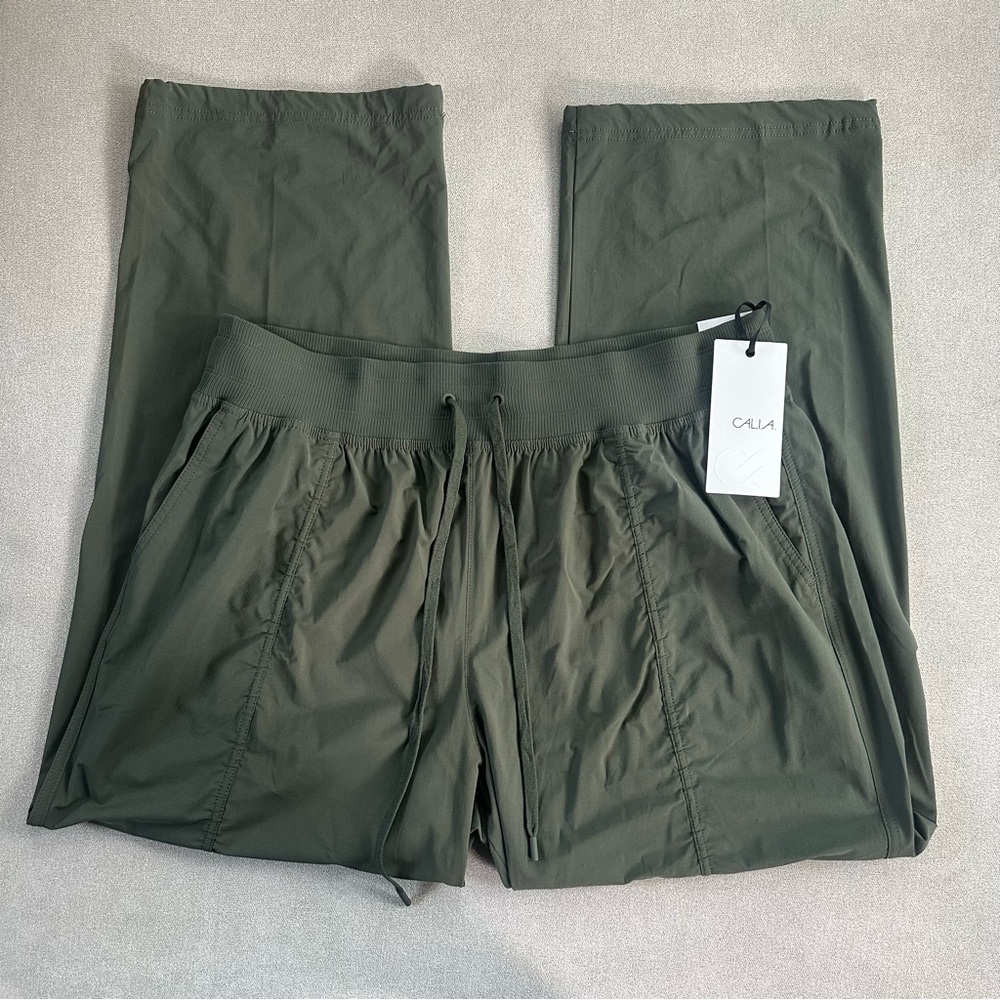 CALIA Nyluxe Mid Rise Cinch Pants. Ivy Green. XL. New.